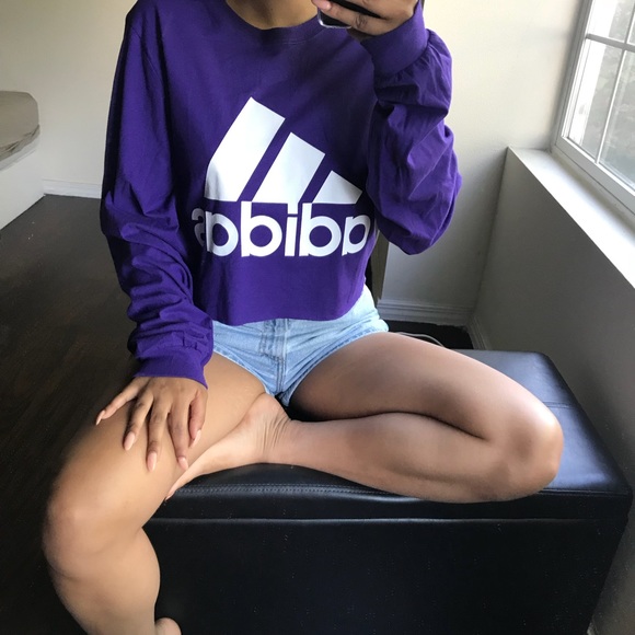 adidas Tops - Purple adidas logo crop long sleeve NWT